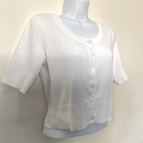 Jeanne Pierre Short Sleeve Cotton Sweater M - Picture 3 of 6